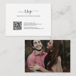 Eenvoudige foto QR Code Budget Weddenschap RSVP Ka Notitiekaartje