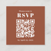 Eenvoudige foto QR Code terracotta RSVP Informatiekaartje (Voorkant)