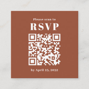 Eenvoudige foto QR Code terracotta RSVP Informatiekaartje
