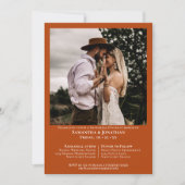Eenvoudige foto roest Sinaasappel bruiloft repetit Kaart (Voorkant)