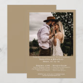 Eenvoudige foto Sandy Tan bruiloft repetitie diner Kaart (Voorkant / Achterkant)