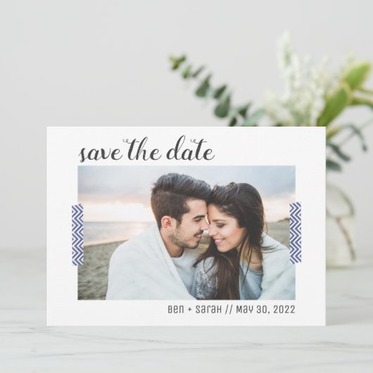 Eenvoudige foto save the date kaart (Staand voorkant)