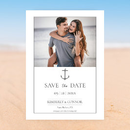Eenvoudige foto save the date met nautisch anker |