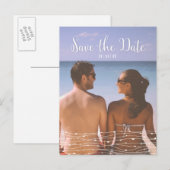 Eenvoudige foto 'Save the Date' Verticaal Briefkaa Aankondigingskaart (Voorkant / Achterkant)