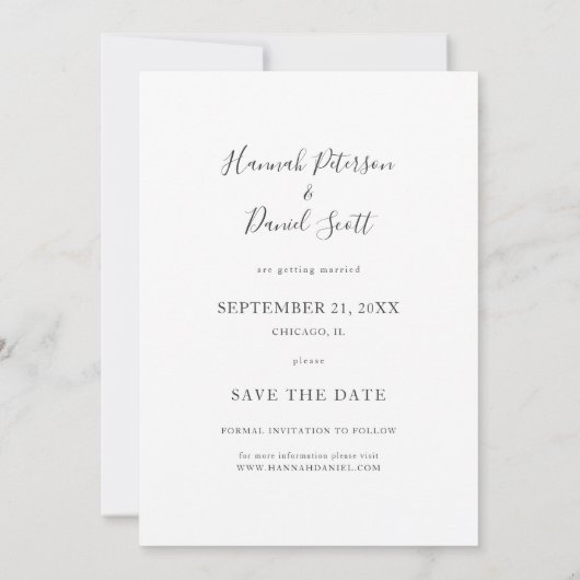 Eenvoudige Foto Save the Date Wedding Invite Sjabl (Achterkant)