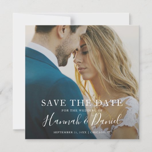 Eenvoudige foto Save the Date Wedding Magnetische Uitnodiging (Voorkant)
