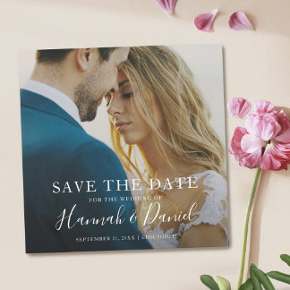 Eenvoudige foto Save the Date Wedding Magnetische Uitnodiging