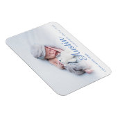 Eenvoudige foto script naam blauwe geboorteaankond magneet (Rechterzijde)