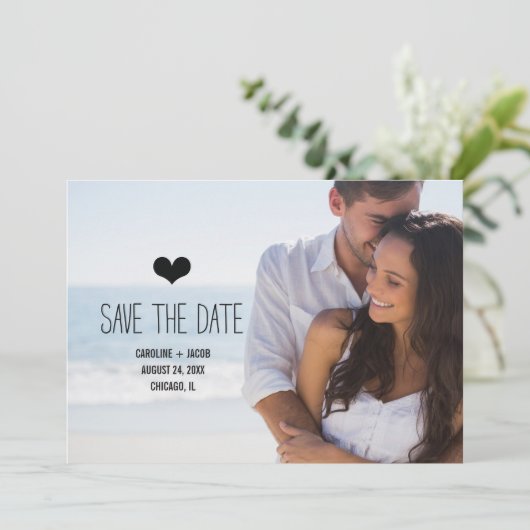 Eenvoudige foto Sla de datum op Save The Date (Staand voorkant)