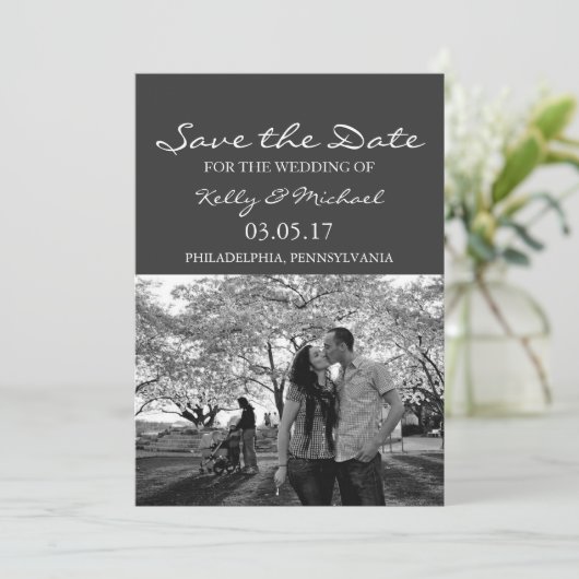 Eenvoudige foto Sla de datum op Save The Date (Staand voorkant)