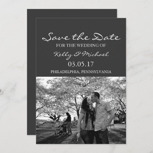 Eenvoudige foto Sla de datum op Save The Date (Voorkant / Achterkant)