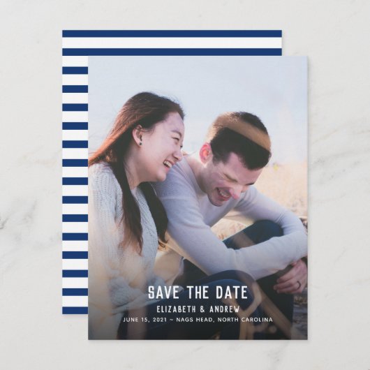 Eenvoudige foto Sla de datum op Save The Date (Voorkant / Achterkant)