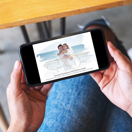 Eenvoudige foto Sla de datum script bruiloft Save The Date