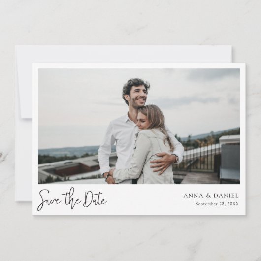 Eenvoudige Foto slaat de Datakaart op met modern s Save The Date (Voorkant)