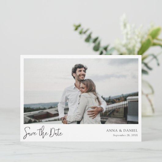 Eenvoudige Foto slaat de Datakaart op met modern s Save The Date (Staand voorkant)