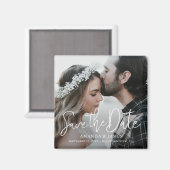 Eenvoudige Foto Small Save the Date Fridge Magnet (Voorkant / Achterkant)