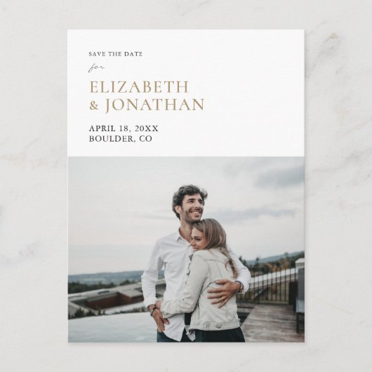 Eenvoudige foto Stijlvol Modern sparen de Datum ui Uitnodiging Briefkaart (Voorkant)