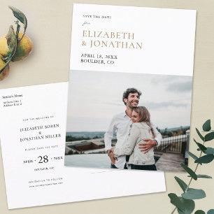Eenvoudige foto Stijlvol Modern sparen de Datum ui Uitnodiging Briefkaart