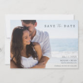 Eenvoudige foto strand bruiloft save the date (Voorkant)