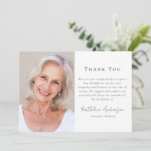 Eenvoudige foto Sympathie begrafenis Bedankkaart (Staand voorkant)