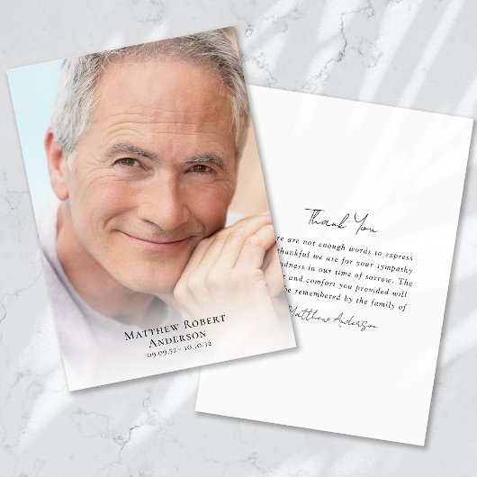 Eenvoudige foto Sympathie begrafenis Bedankkaart