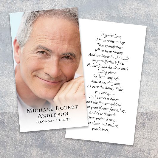 Eenvoudige foto Sympathie begrafenis Memorial Pray Visitekaartje