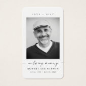 Eenvoudige foto Sympathie begrafenis Memorial Pray Visitekaartje (Voorkant)