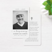Eenvoudige foto Sympathie begrafenis Memorial Pray Visitekaartje (Bureau)