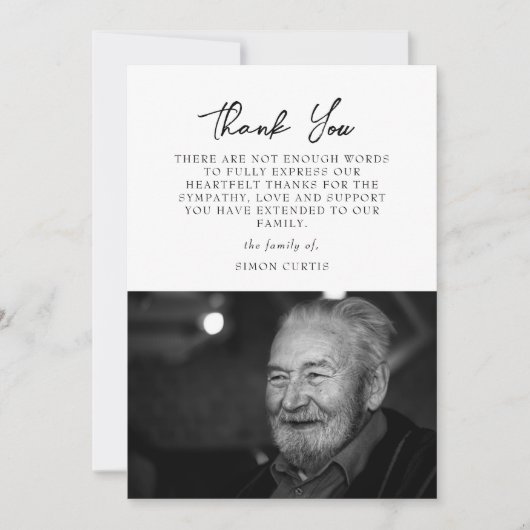 Eenvoudige foto Sympathie Calligrafie Hartelijk da Bedankkaart (Voorkant)