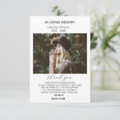 Eenvoudige foto Sympathie Funeral Custom Bedankkaart (Staand voorkant)