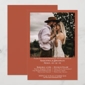 Eenvoudige foto terracotta bruiloft repetitie dine kaart (Voorkant / Achterkant)