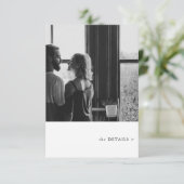 Eenvoudige foto thema bruiloft details informatiekaartje (Staand voorkant)