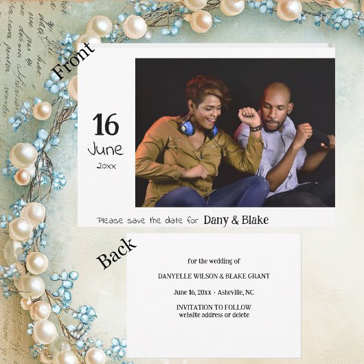 Eenvoudige foto trouwkaart save the date