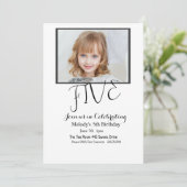 Eenvoudige foto-uitnodiging, foto van 5th Birthday Kaart (Staand voorkant)