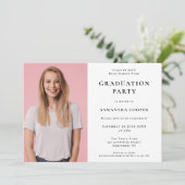 Eenvoudige foto Uitnodiging Witte GraduPartij (Staand voorkant)