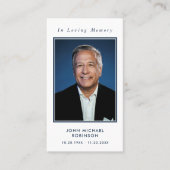 Eenvoudige foto Uitvaart Memorial Sympathie Gebed  Visitekaartje (Voorkant)