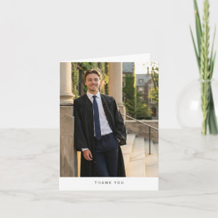 Eenvoudige Foto Universiteit Afgestudeerde Man Vou Bedankkaart