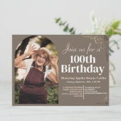 Eenvoudige foto van 100e verjaardagsfeestje famili kaart (Staand voorkant)