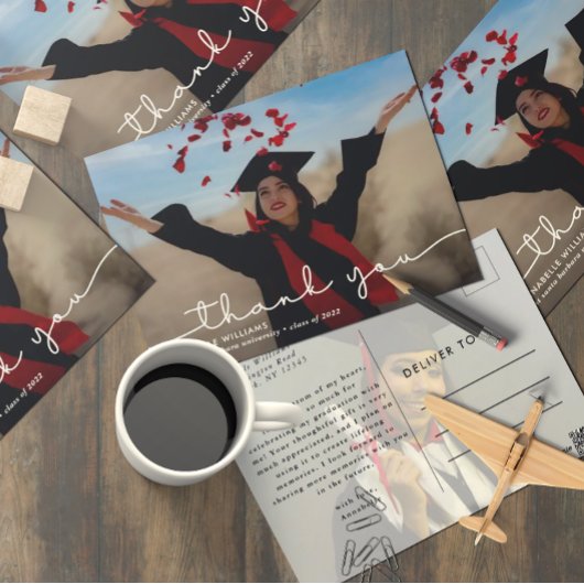 Eenvoudige foto van Afstuderen Hartelijk dank Briefkaart