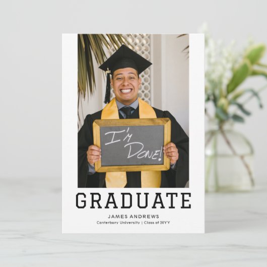 Eenvoudige foto van Afstuderen Modern Stijlvol Afs Kaart (Staand voorkant)