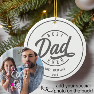 Eenvoudige foto van beste vader ooit keramisch ornament