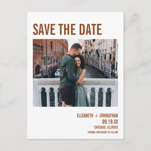 Eenvoudige foto van Boho Typografie Save the Date Aankondigingskaart (Voorkant)