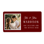 Eenvoudige foto van Bourgogne en White Wedding Etiket (Voorkant)