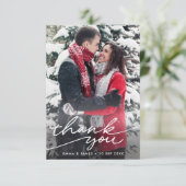 Eenvoudige foto van Chic Modern Hand Lettering Wed Bedankkaart (Staand voorkant)