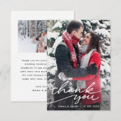 Eenvoudige foto van Chic Modern Hand Lettering Wed Bedankkaart (Voorkant / Achterkant)