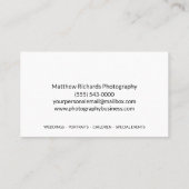 Eenvoudige foto van de fotografie visitekaartje (Achterkant)