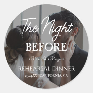 Eenvoudige foto van diner de avond voor de repetit ronde sticker