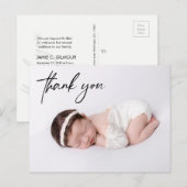 Eenvoudige foto van een modern meisje Geboortedank Briefkaart (Voorkant / Achterkant)