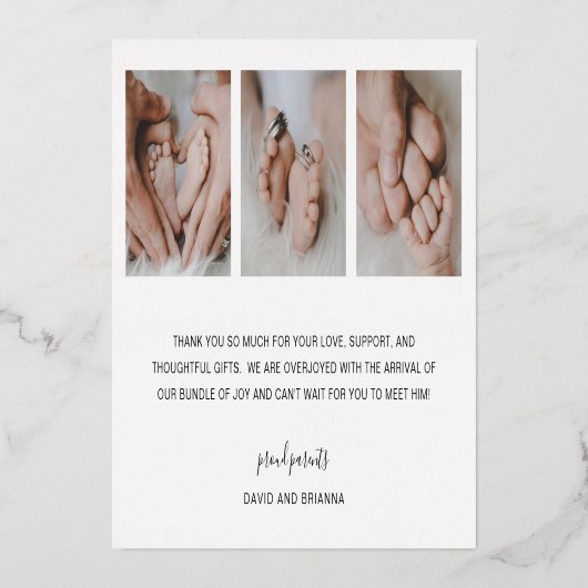 Eenvoudige foto van Elegant Gold Foil Aankondiging (Achterkant)