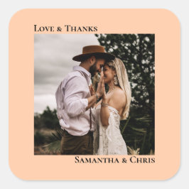Eenvoudige foto van elke liefde en Bedankt bruilof Vierkante Sticker